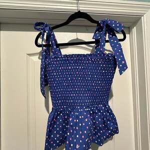 Lilly Pulitzer Rivera Smocked Top in Borealis Blue Lilly Squared